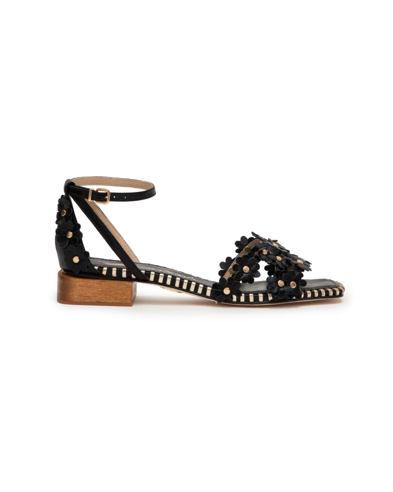 Daisy Leather Sandal - Black