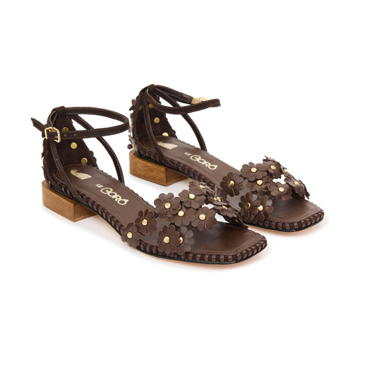 Daisy Leather Sandal - Brown