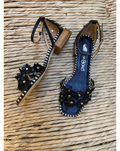Daisy Leather Sandal - Black
