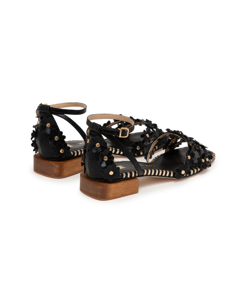 Daisy Leather Sandal - Black