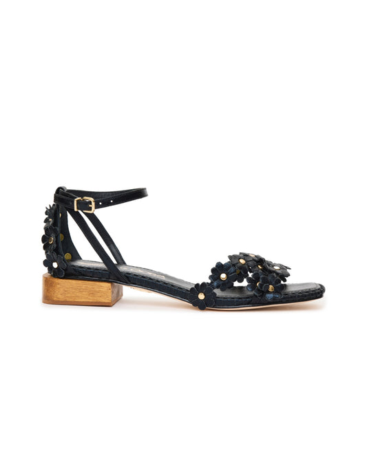 Daisy Leather Sandal - Black