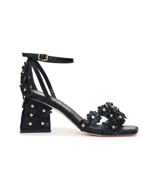 Daisy Leather Heels - Black