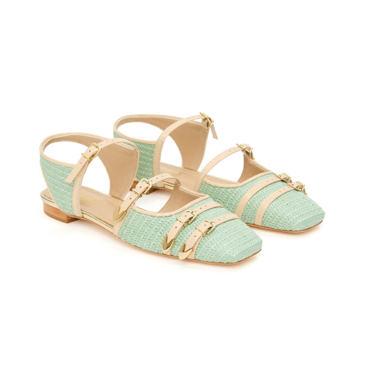 Geo Raffia Ballerinas